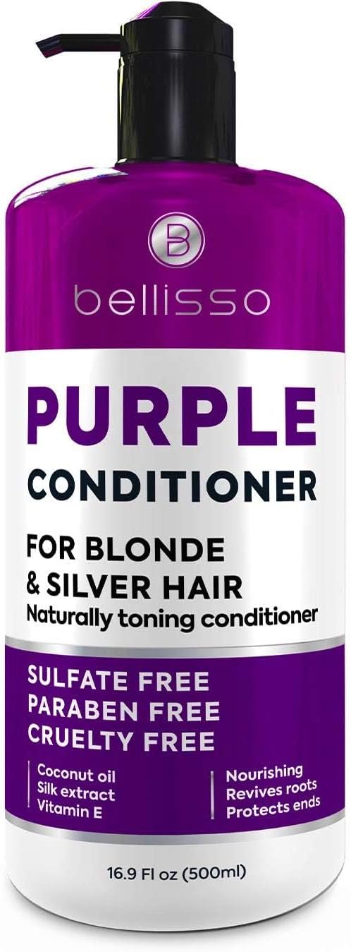 Purple Conditioner for Blonde Hair - Sulfate and Paraben Free Toner - No More Orange and Yellow Brassy Tones - More Balance for Color Treated, Bleached, Silver, White and Gray Hair - Women and Men