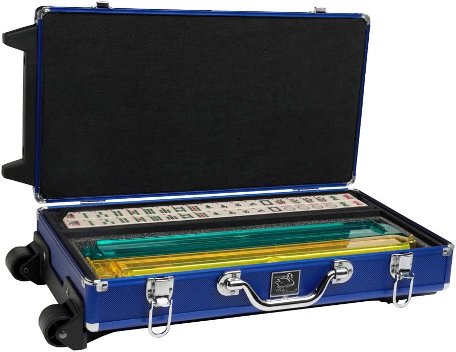 Set - Blue Aluminum Wheel Case - Ivory Tiles, All-in-One Pushers