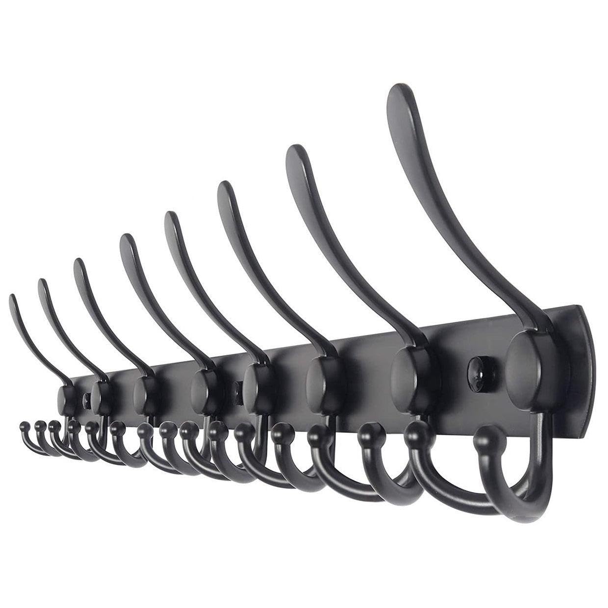 TOJ Living Appendiabiti da parete - 75CM - 24 ganci - Appendiabiti - Appendiabiti da parete - Appendiabiti a muro - Appendiabiti nero - Barra appendiabiti a parete - Gancio appendiabiti - Acciaio
