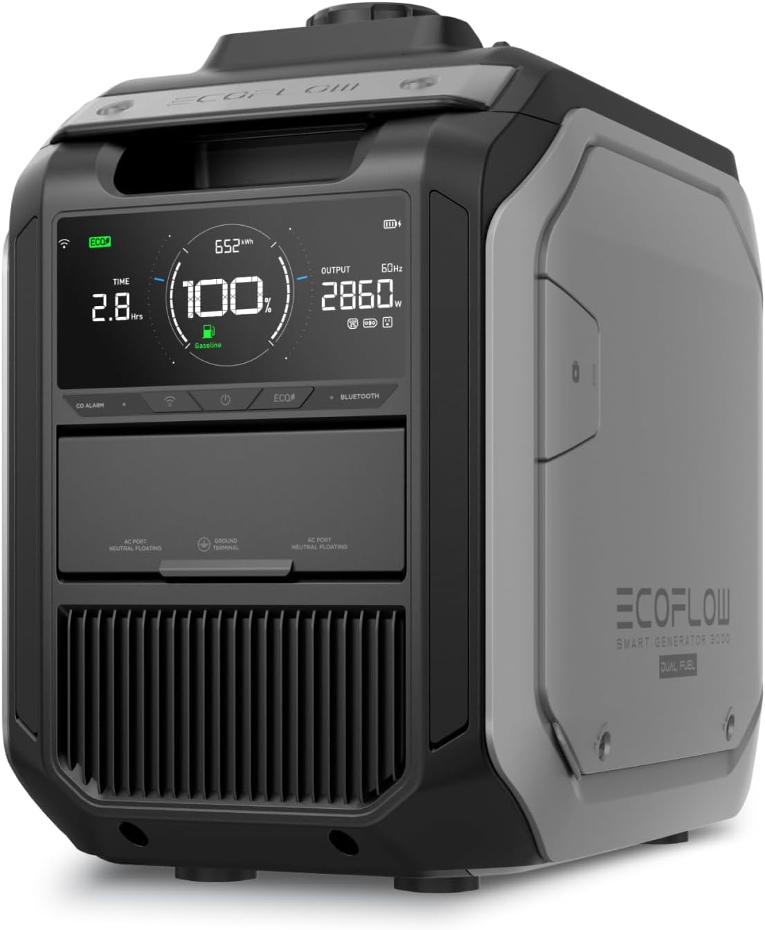 EF ECOFLOW Smart Generator 3000（Dual Fuel), LPG & Gas Powered, Smart Control, Portable Backup for Home Use, Emergency Power, Two AC Outputs, Compatible with DELTA 3 Plus & Other AC-Connected Devices