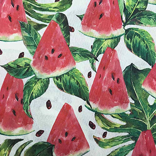 Kt KILOtela Tela de loneta resinada - Mantelería Antimanchas - 100% algodón - Retal de 100 cm Largo x 140 cm Ancho | Sandías - Rojo, Verde ─ 1 Metro