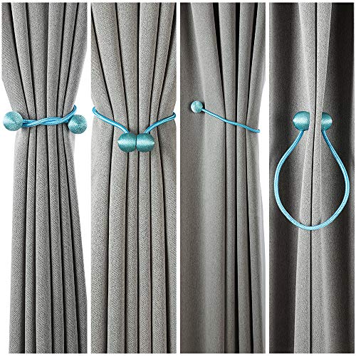BCURTAIN Magnetic Curtain Tiebacks,European Style Decorative Curtain Drape Tie with Strong Magnetic for Home and Office Decoration,Light Blue,1 Pair - Image 5