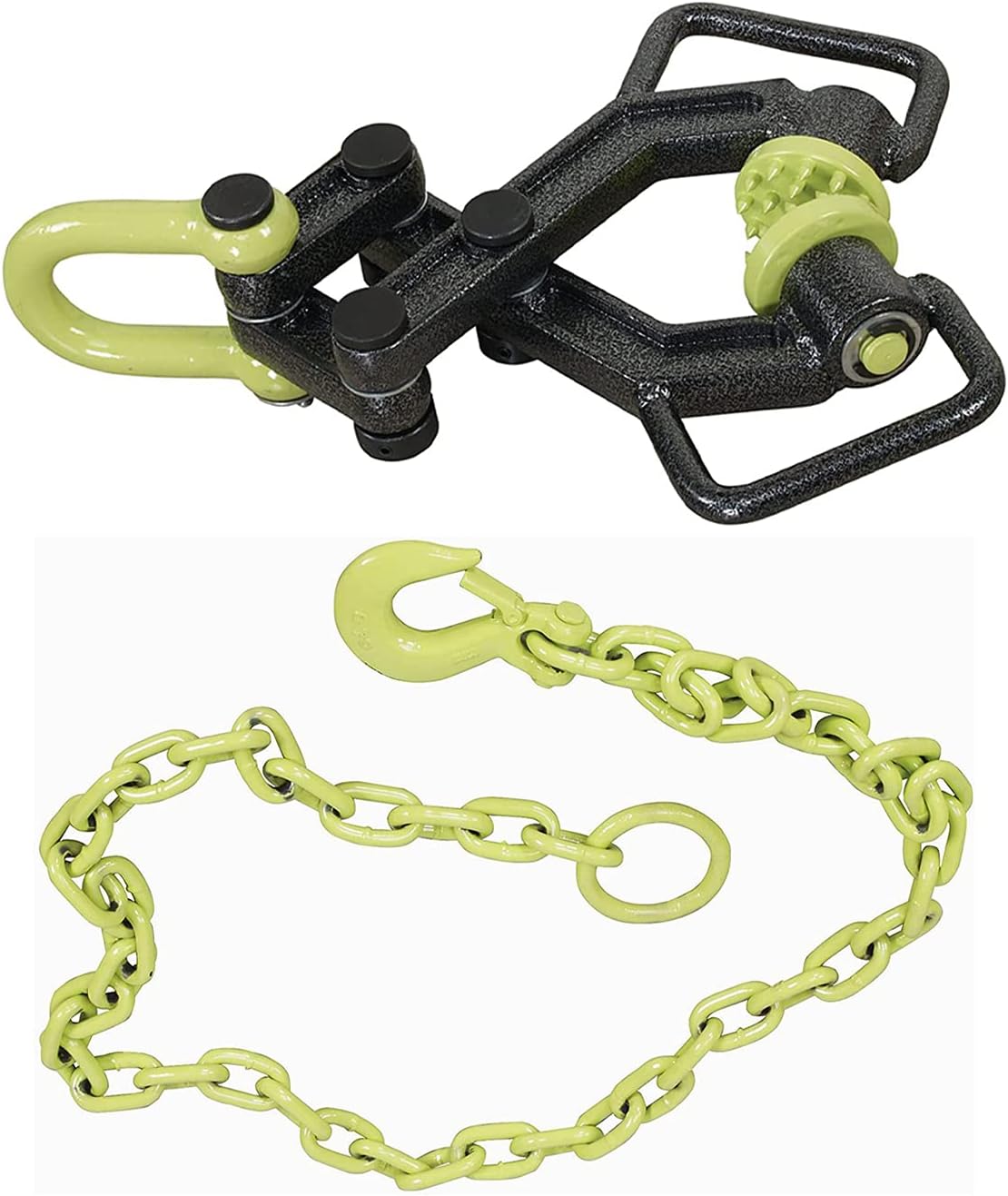 Brush Grubber BG-11 Xtreme Larger Brush & Tree Stump Root Puller Remover Tool and Tugger Chain w/Handles, 1" Steel Construction, & 18 Gripping Teeth