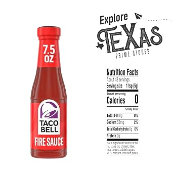 Taco Bell - Lavinia Essential Bundle: 4-Pack of Fire Sauce, 7.5 oz Glass Bottle + 1 Utility Prop.