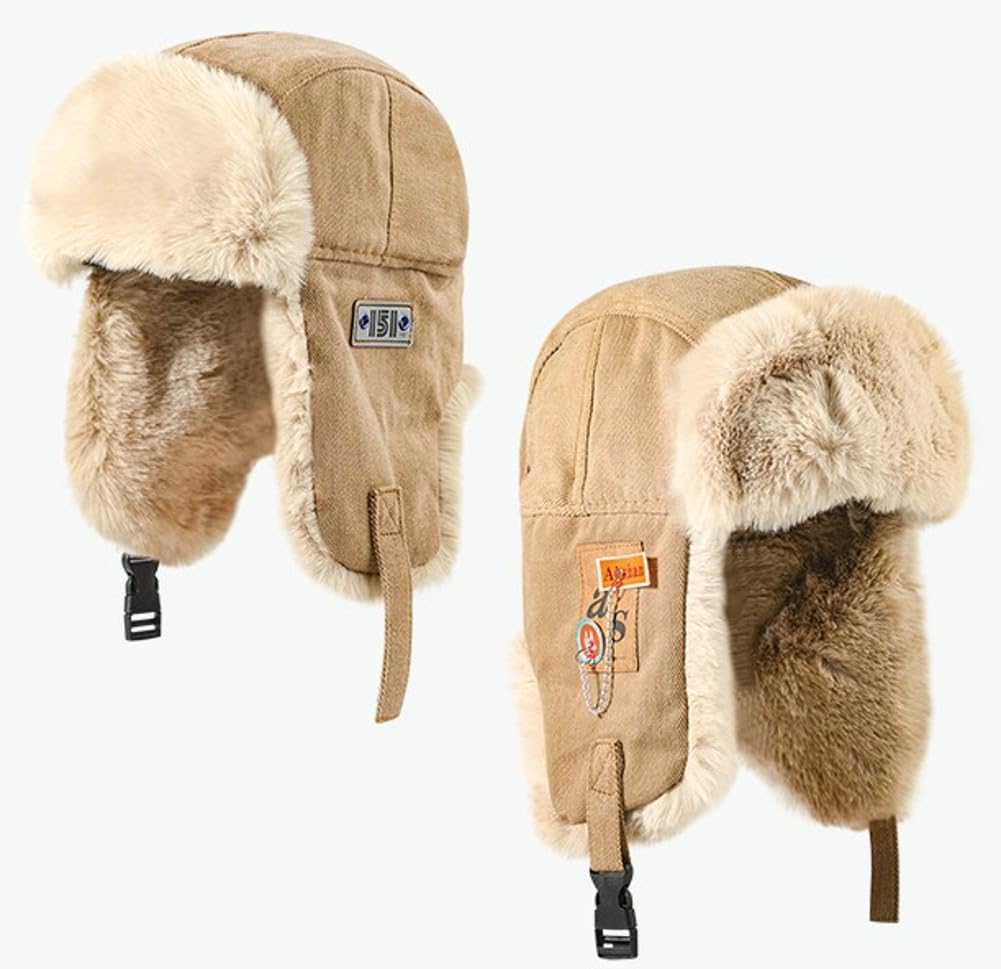 Retro Trapper Hats for Women Men Winter Warm Ushanka Hat Unisex Y2K Aviator Hat with Ear Flap Russian Beanie Cycling Caps