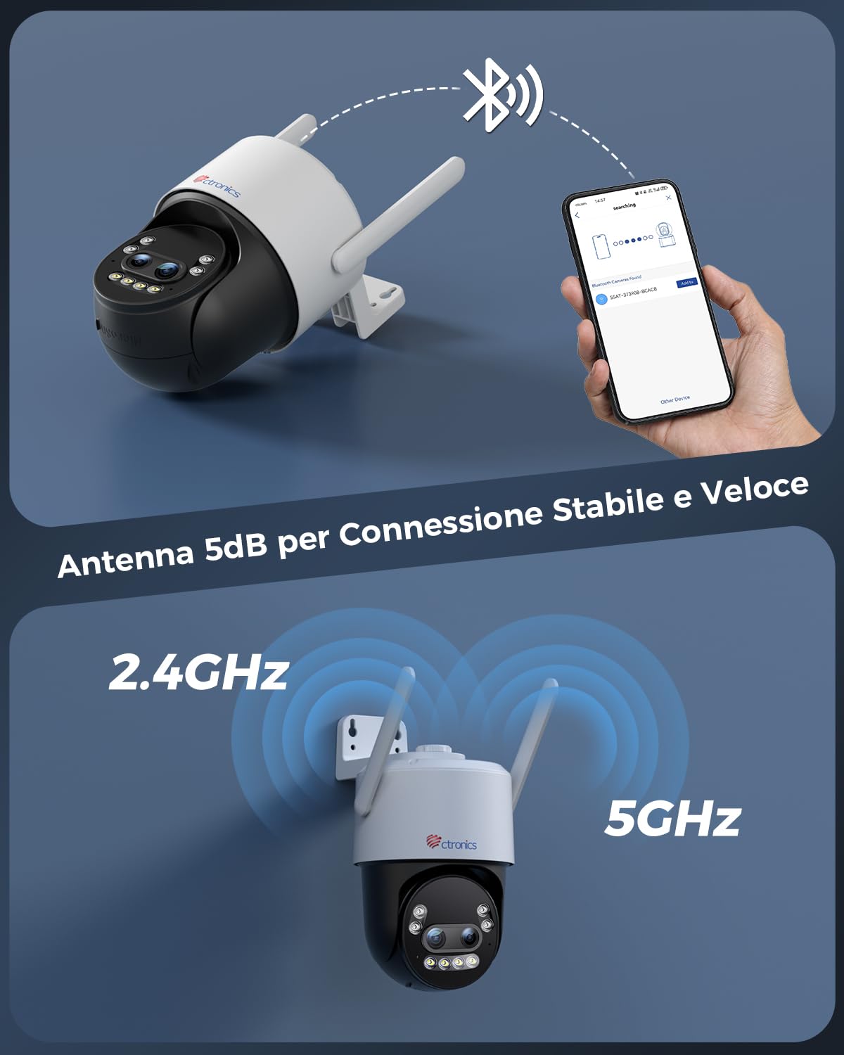 Ctronics 4K [10X Zoom Ibrido] Telecamera Wi-Fi Esterno Metallo | Auto Zoom-Tracking,Doppio Obiettivo,Videocamera Persone/Veicoli/Animal,Visione Notturna Colori, PC/FTP/NAS,Cloud/TF