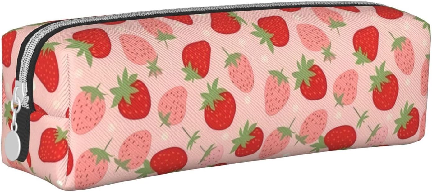 Pink Strawberry Pencil Case Girl Women Small Pencil Pouch