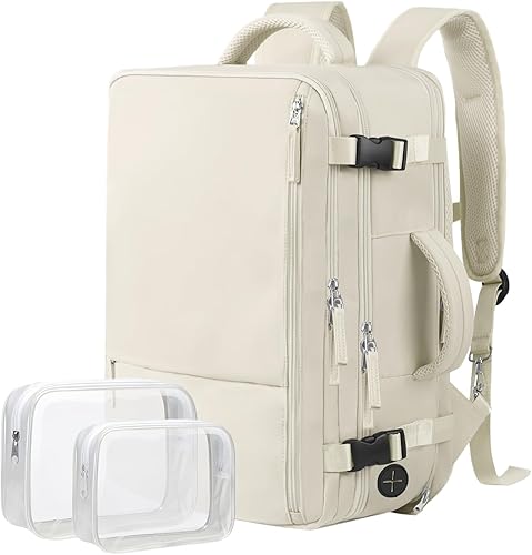 Miniatura 19 de Hanples Mochila de viaje, mochila para laptop, mochila de mano para escuela y senderismo, Negro -, Mochilas de viaje Negro -,Beige,Gris,gris