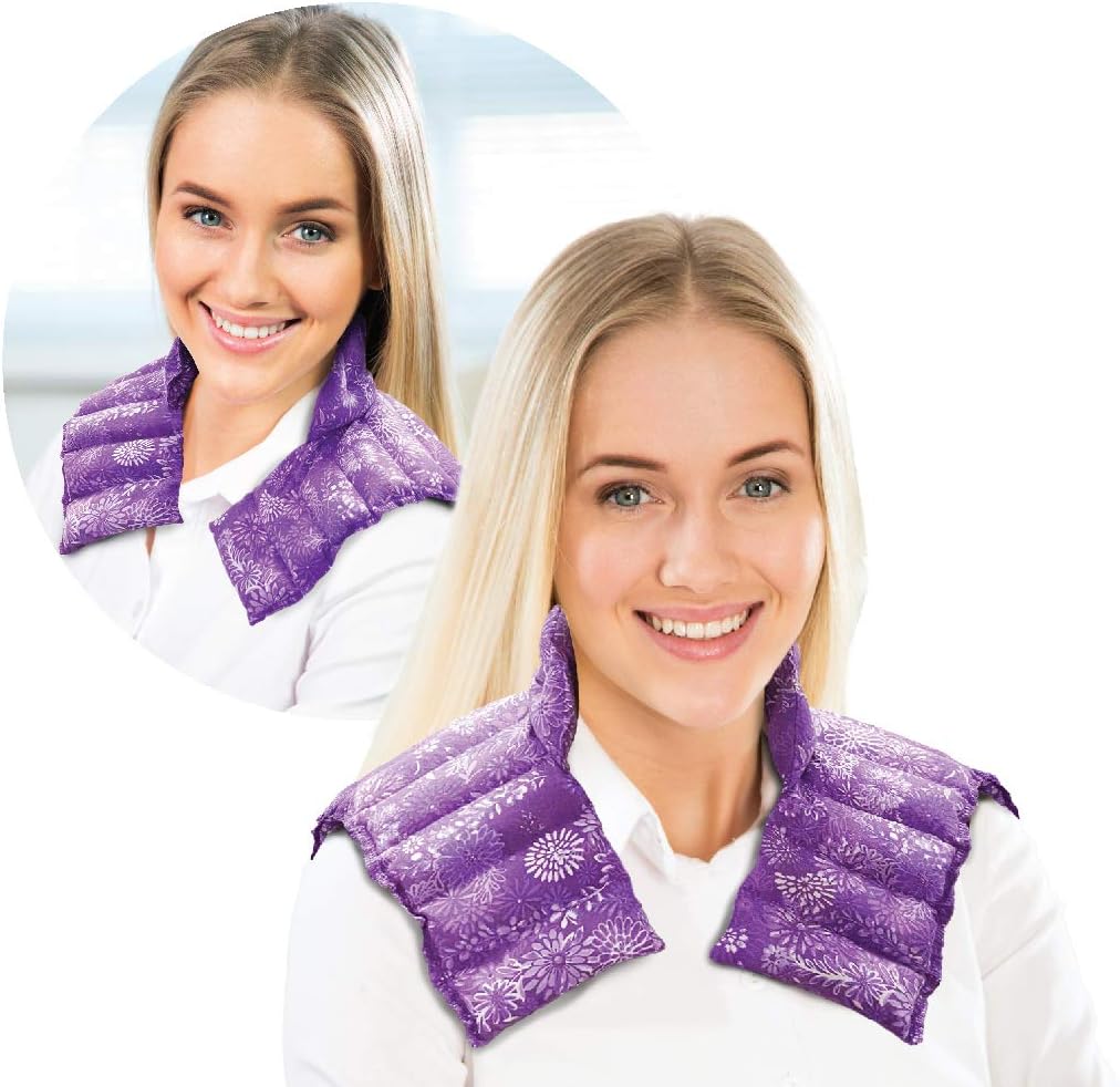 Nature Creation Reusable Microwave Heat Pad - Microwave Heating Pad for Neck, Shoulders & Upper Back, Cold Compress & Hot Pack, Heat Pack Warming Pad Microwavable Heating Pads Purple Flowers 1 Pack XL