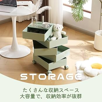 キャスターとブレーキ,トレイ付きのおしゃれなキッチンカートです キャスターとブレーキ,トレイ付きのおしゃれなキッチンカート