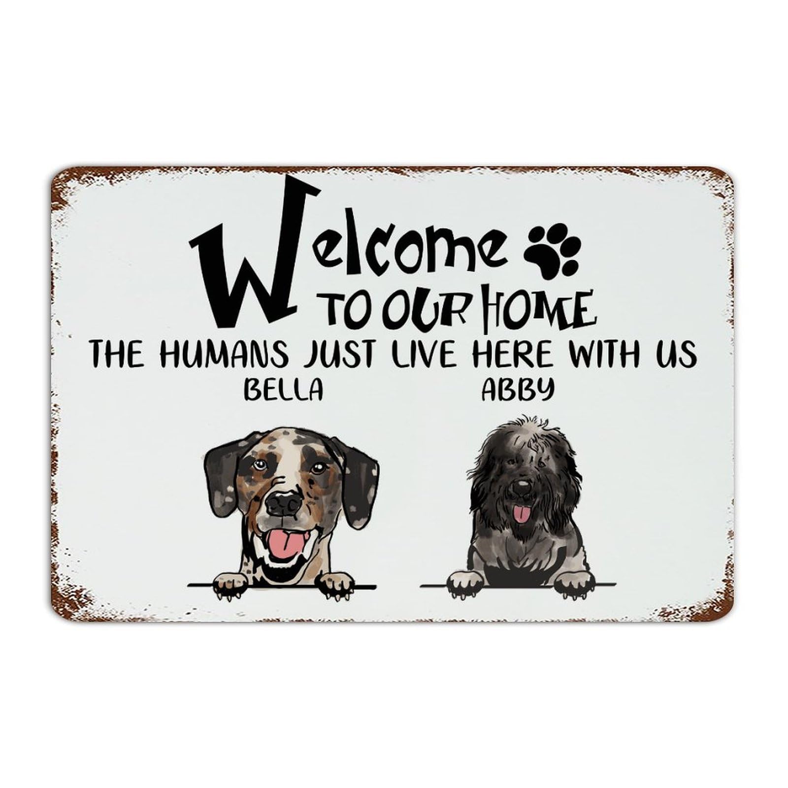 Plaque en métal personnalisée chien et chat 30x46 cm pour déco murale de cuisine