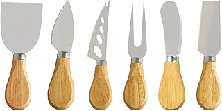 Tiny Cheese Knife Sets, 6 PCS Wooden Cheese Knives for Cheese Charcuterie Board Utensils, Stainless Steel Cheese Slicer, Cheese Cutter, Cheese Knife, Cheese Fork