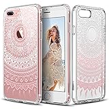 iPhone 7 Plus Case, ESR Henna Mandala Floral Designer Case [Clear Back Cover, TPU Edge] Flowers Printed Thin Cute Design Vintage Retro Style for iPhone 7 Plus 5.5