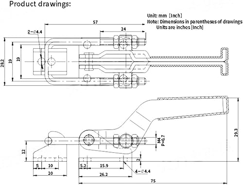 Miniatura 21 de Abrazadera de pestillo de palanca estilo 4002, capacidad de sujeción de 550 libras, pestillos de palanca con orificio de bloqueo, pestillo mediano