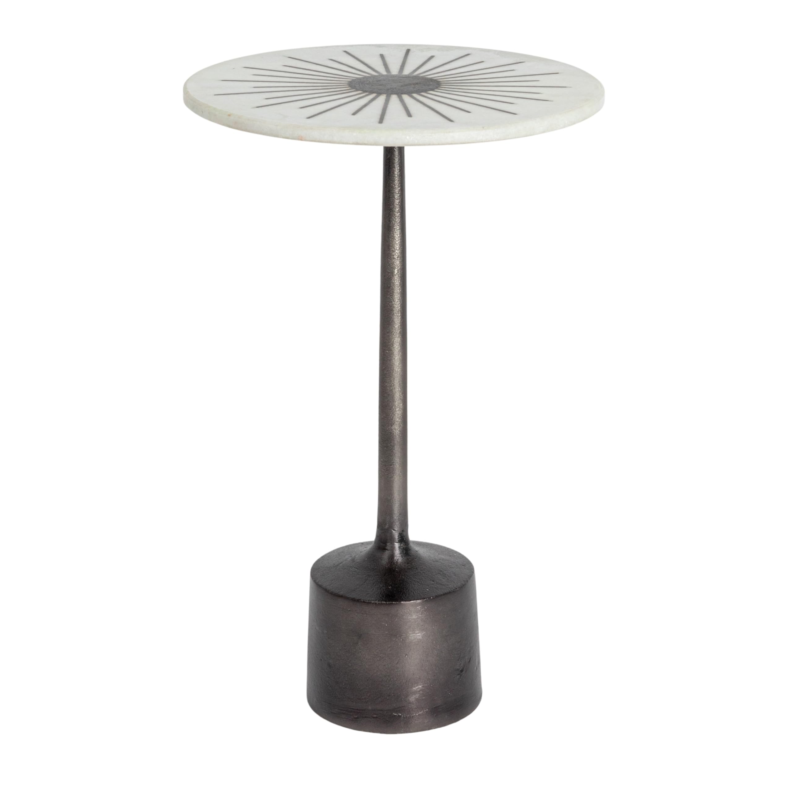 Creative Co-Op Luxe Aluminum and Marble Martini Table, Black