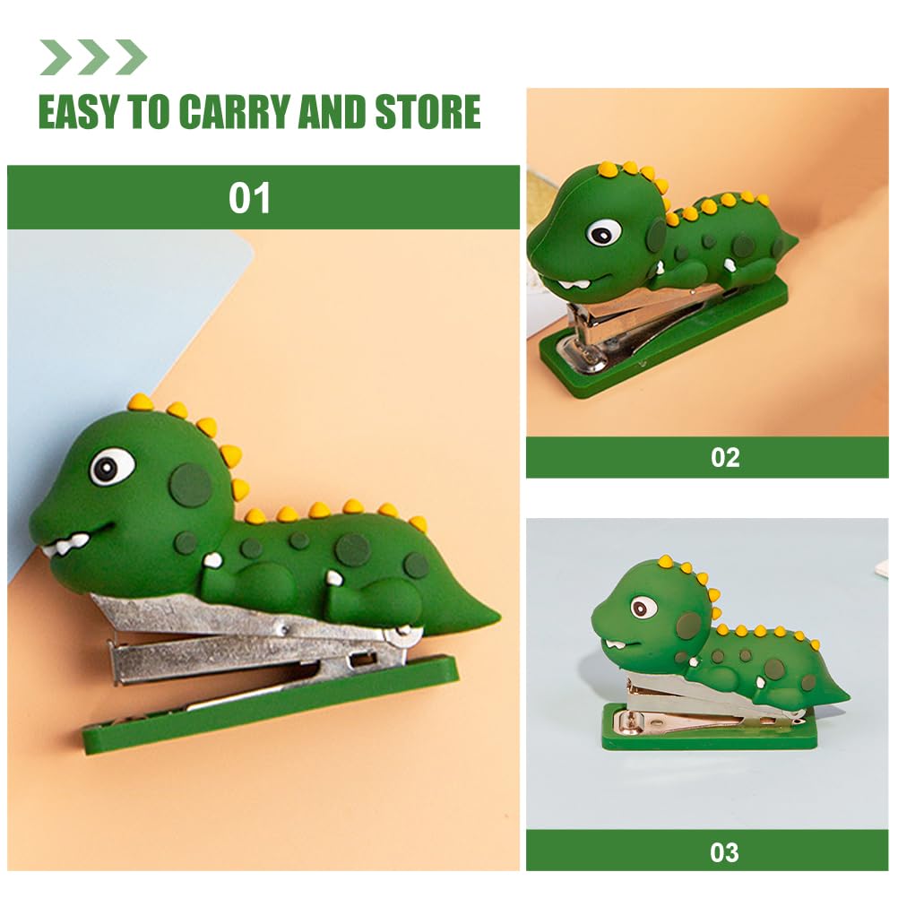 NUOBESTY Mini Dinosaur Stapler Reusable Silicone Desktop Stapler Cute Decorative Paper for Home and Office Use - Image 4