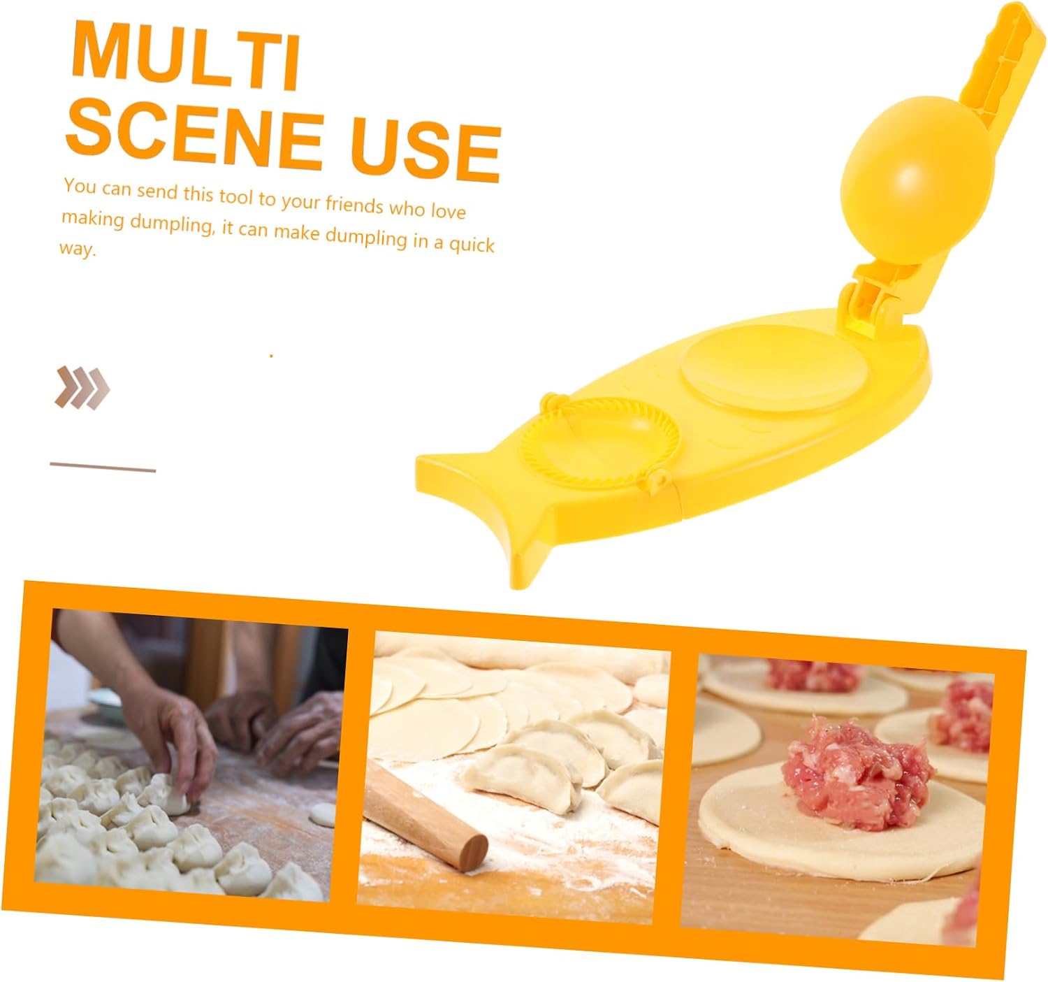 Yellow PP Dumpling Wrapper Maker Press with Ergonomic Handle