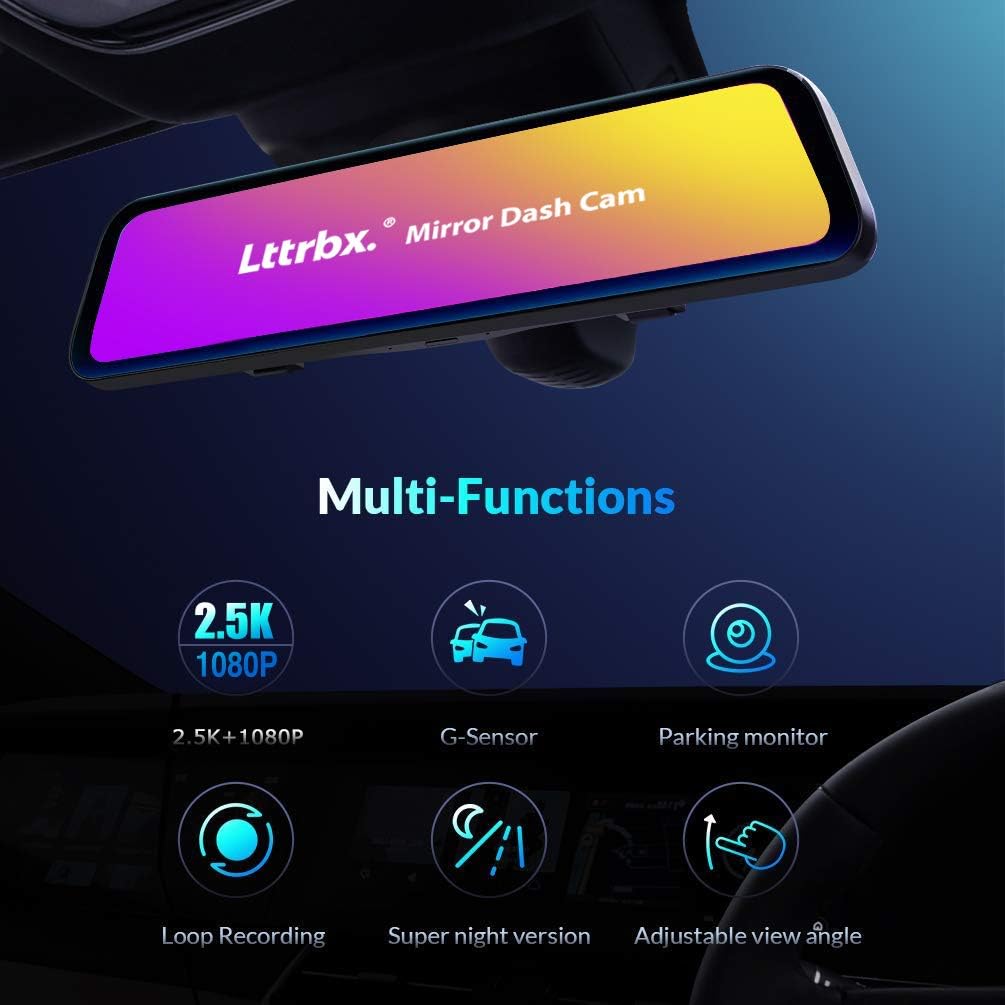 Top Brands Lttrbx 10'' 2.5K Mirror Dash Cam Backup Camera for Cars with Full Touch Screen, Front and Rear Dual Lens, IPX7 Waterproof, WDR Night Vision, Sony IMX335 Starvis Sensor, Parking Monitor One-Day Sale: Up to 80% Off Lttrbx 10'' 2.5K Mirror Dash Cam Backup Camera for Cars with Full Touch Screen, Front and Rear Dual Lens, IPX7 Waterproof, WDR Night Vision, Sony IMX335 Starvis Sensor, Parking Monitor
