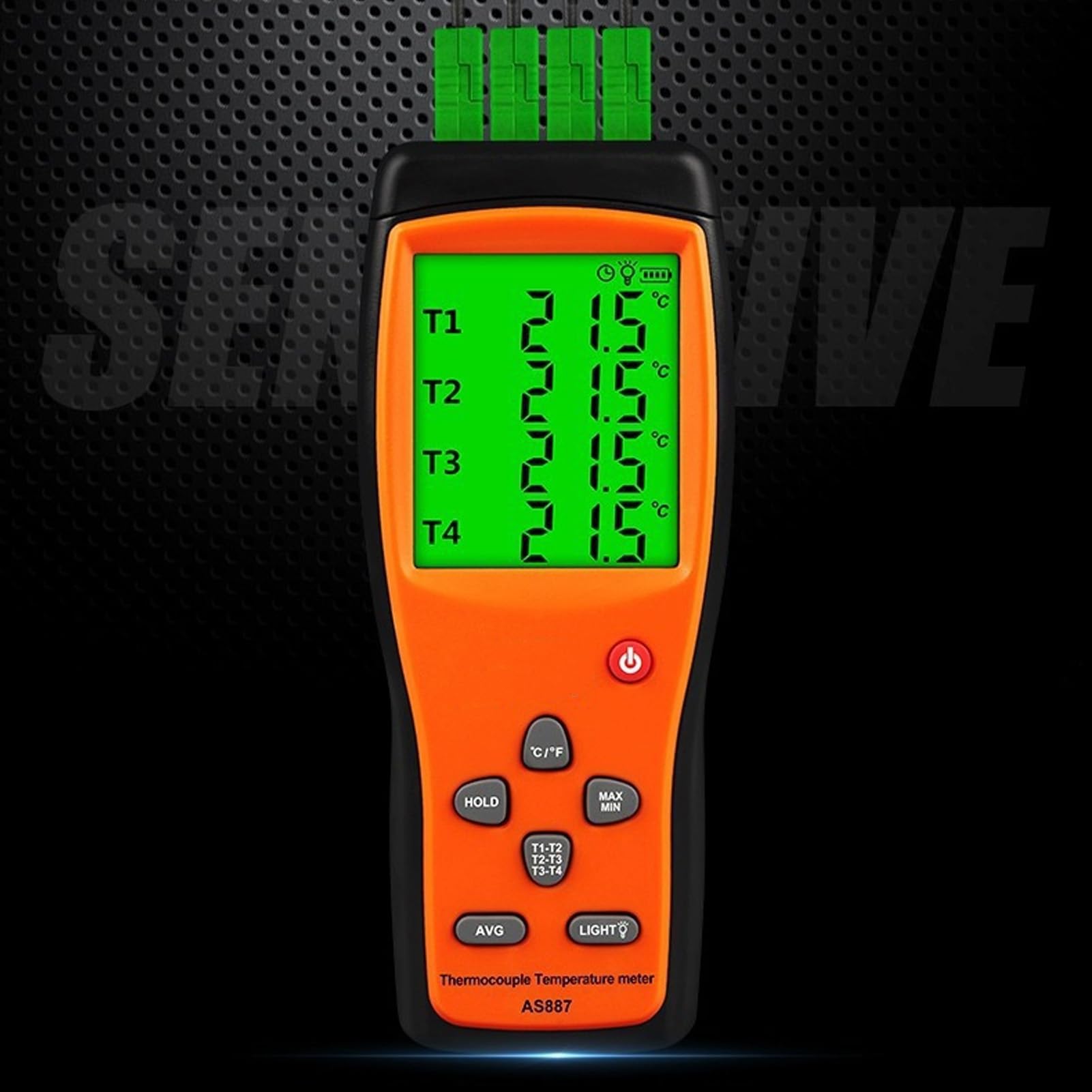 Fafeicy Digitales 4-Kanal-Thermometer Vom Typ K mit 4 Sonden-Temperaturtester für -200 Bis 1372 ℃ (-328 Bis 2501 ℉) mit Abnehmbarer Silikonkautschukhülle