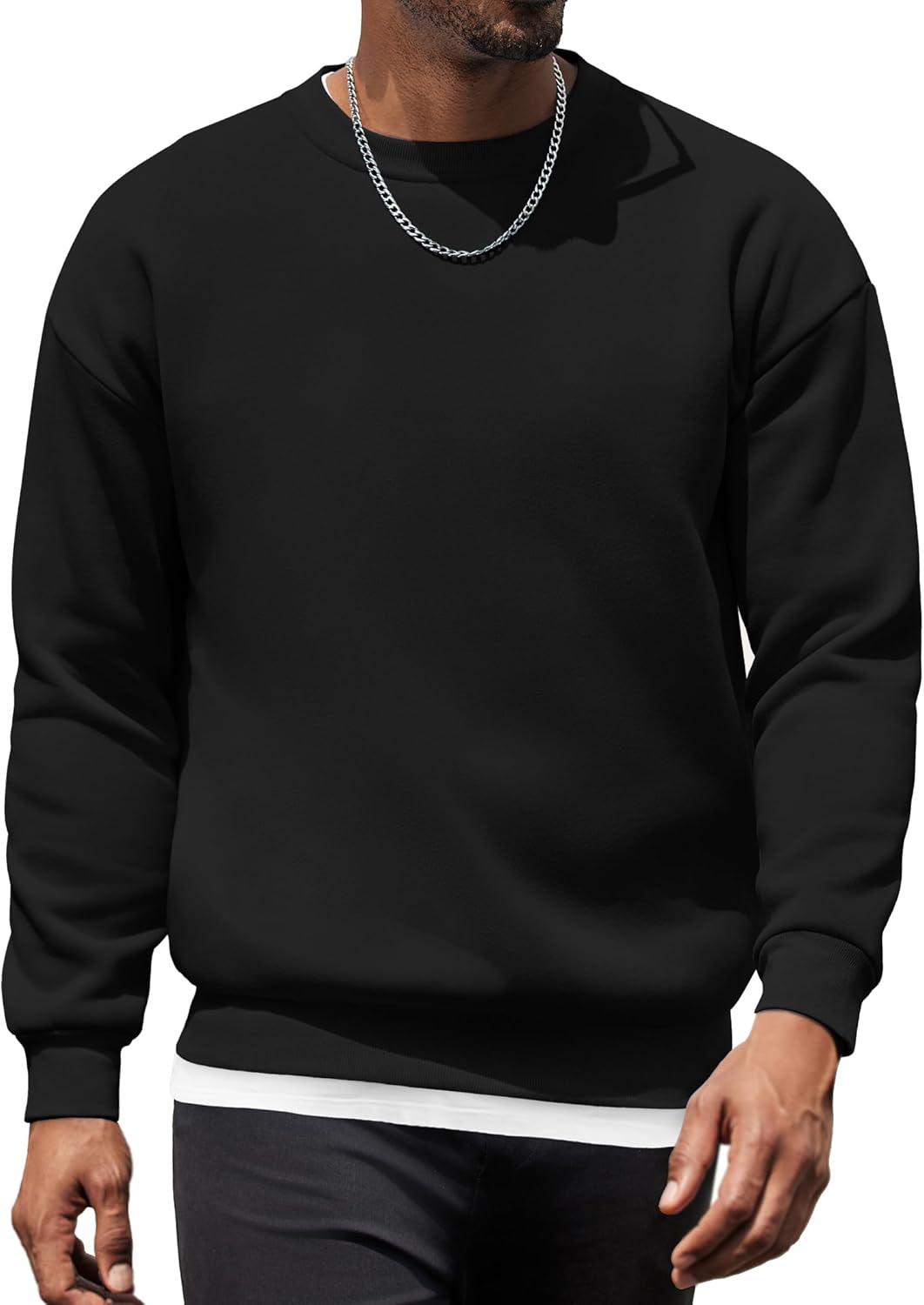 COOFANDY Mens Fleece Pullover Crewneck Sweatshirts Soft Casual Long Sleeves Sweatshirt Crew Neck Pullover Sweater