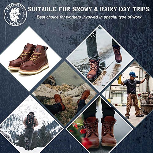 ROCKROOSTER Work Boots for Men, Soft Toe Waterproof Safety Working Shoes(AP360-soft, 11-BRN) - Thumbnail 5