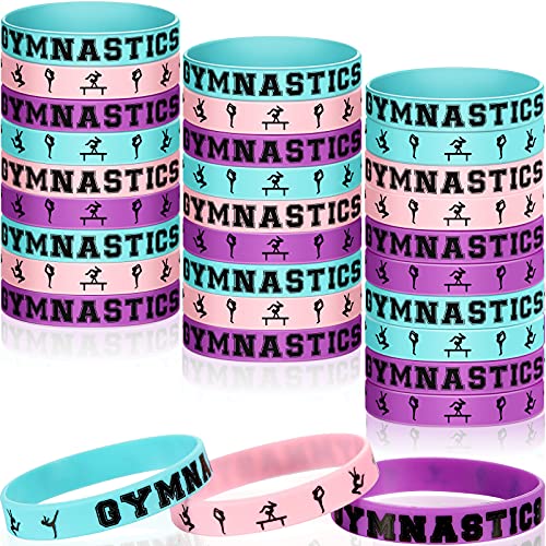 Ecally Gymnastics Party Supplies Rubber Bracelets, Sports Game Silicone Wristbands for Gymnast Teens Women Men, Birthday Party Favors (30 Pieces)