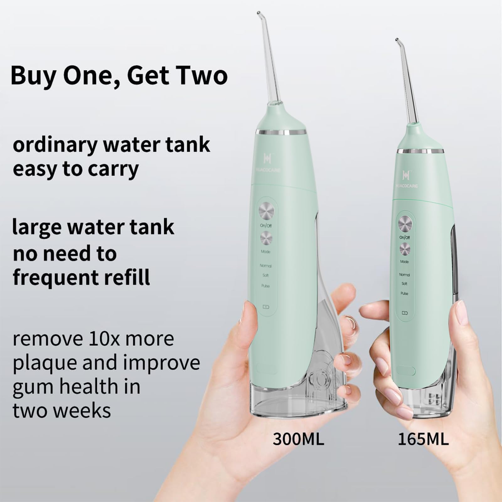 Irrigador dental dental equipado con dos tanques de agua para el hogar y viajes, irrigador bucal dental de 3 modos, portátil, IPX7 impermeable, potente duración de la batería, hilo dental de agua para