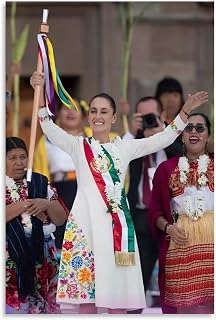 Claudia Sheinbaum Mexican Presidential Portrait Canvas Poster Wall Art Decor Print Picture Paintings for Living Room Bedroom Decoration Unframe-style 08x12inch(20x30cm)