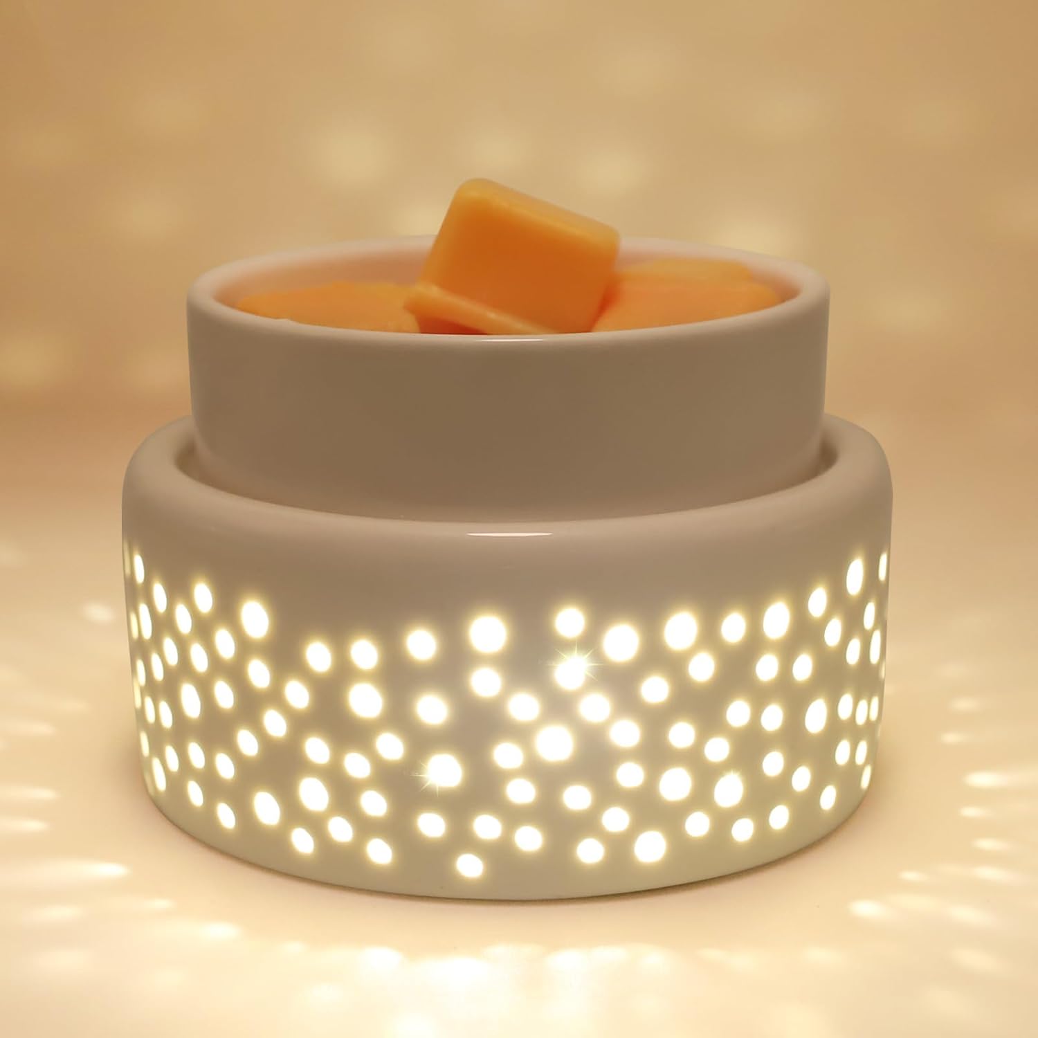 Ceramic Wax Melt Warmer - LED Night Light Candle Wax Warmer for Scented Wax, Electric Fragrance Wax Melter for Home, Office, Bedroom Decor, and Gifts