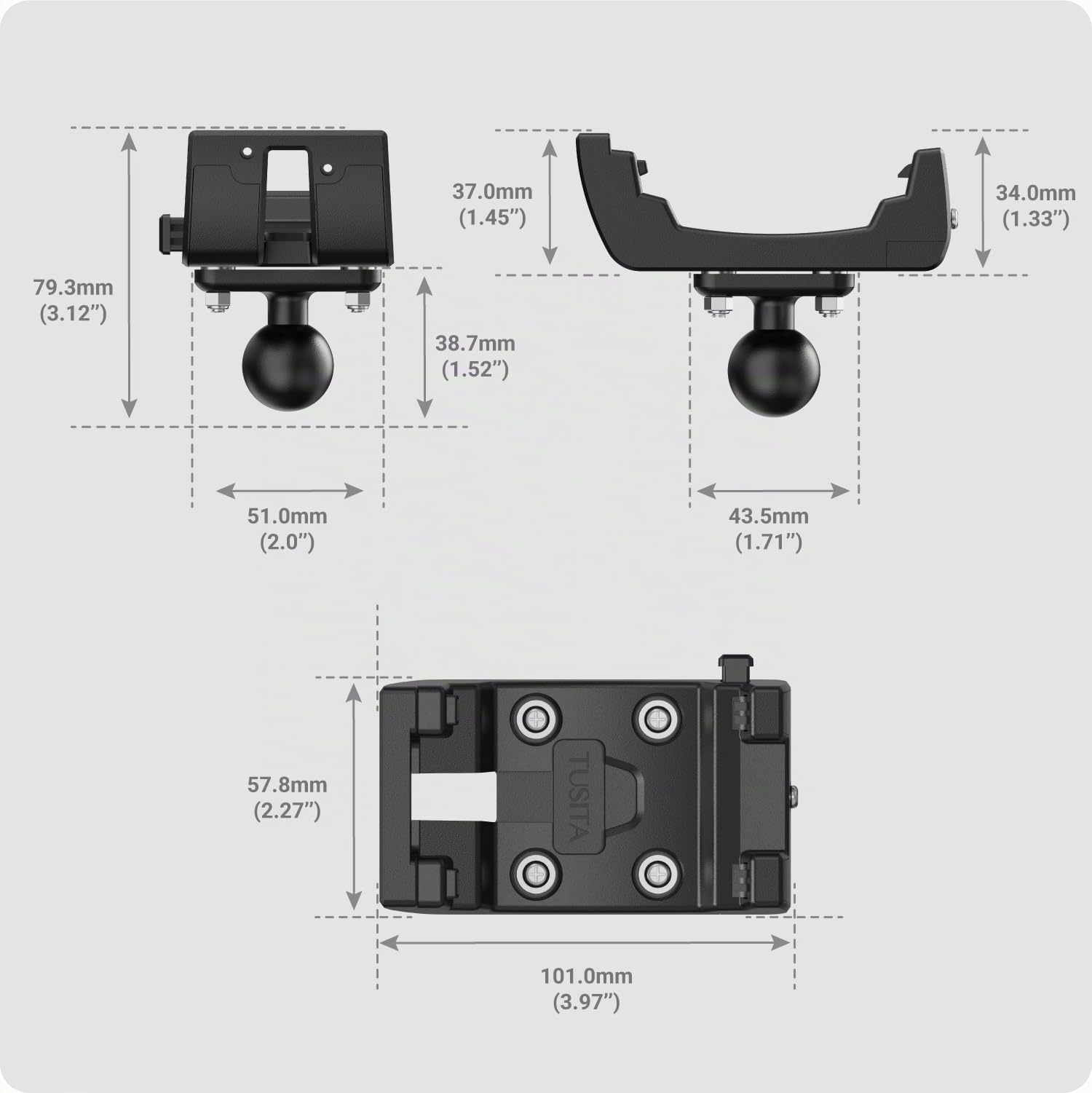 TUSITA GPS Soporte de Montaje con Bola Compatible con Garmin Montana 700 700i 710 710i 750i 760i - B Tamaño 1"