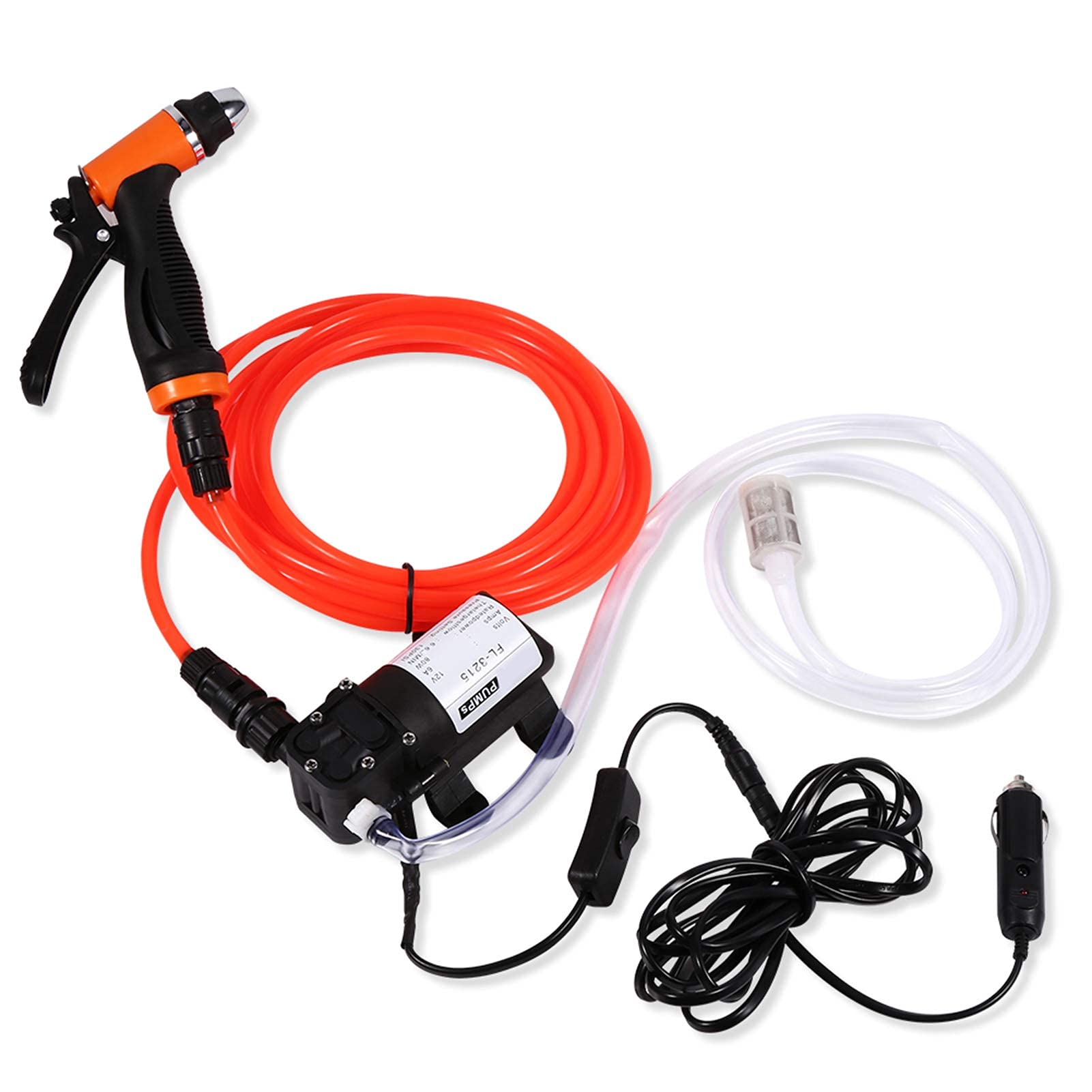 Ejoyous Pompa per Autolavaggio, Kit per Autolavaggio 12V Pompa dell'Acqua per la Pulizia della Lavatrice Autoadescante Elettrica Ad Alta Pressione