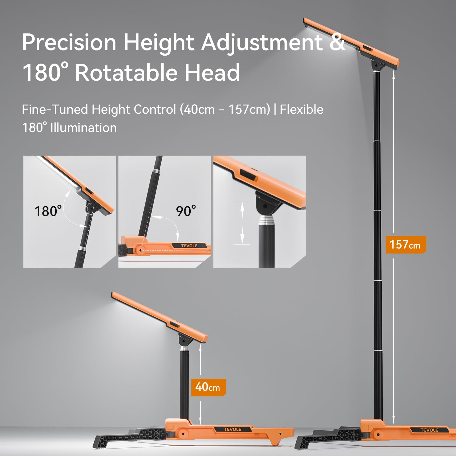 LED Work Light with Stand Foldable Tripod Lighting 1500LM Adjustable Stand for Construction Outdoor, DIY, and Camping - Image 3