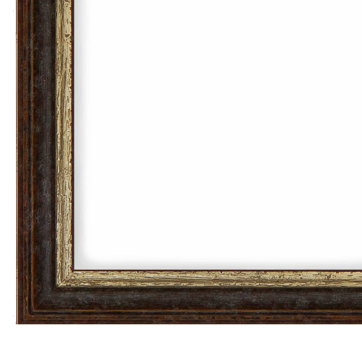 FRAMO Barock Bilderrahmen 40 x 90 cm aus Massivholz | Alt-Schwarz Silber | Farbe/Größe wählbar | Retro Vintage Antik Rahmen N°087