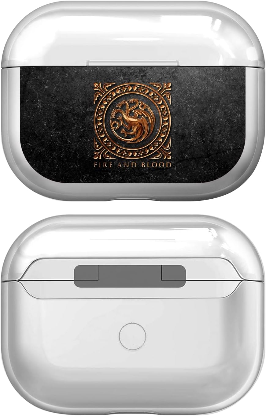 Head Case Designs Officially Licensed HBO Game of Thrones House Targaryen Distressed Sigils Clear Hard Crystal Cover Compatible with Apple AirPods Pro Charging Case
