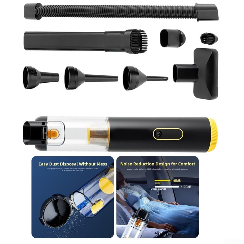 Aspirador inalámbrico de coche de alta succión de mano soplador de polvo automático silencioso 25dB 2200mAh kit de herramientas de limpieza de electrodomésticos portátil para el interior del vehículo