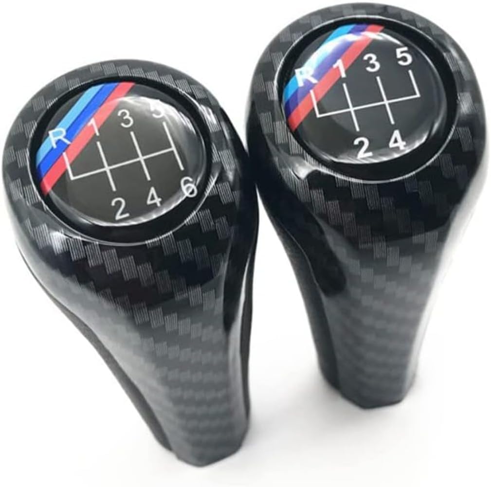 Compatible with E46 E53 E60 E61 E63 E65 E81 E82 E83 E87 E90 E91 E92 Carbon Black Gear Shift Knob Level Car Handball Shifter (6 Speed)