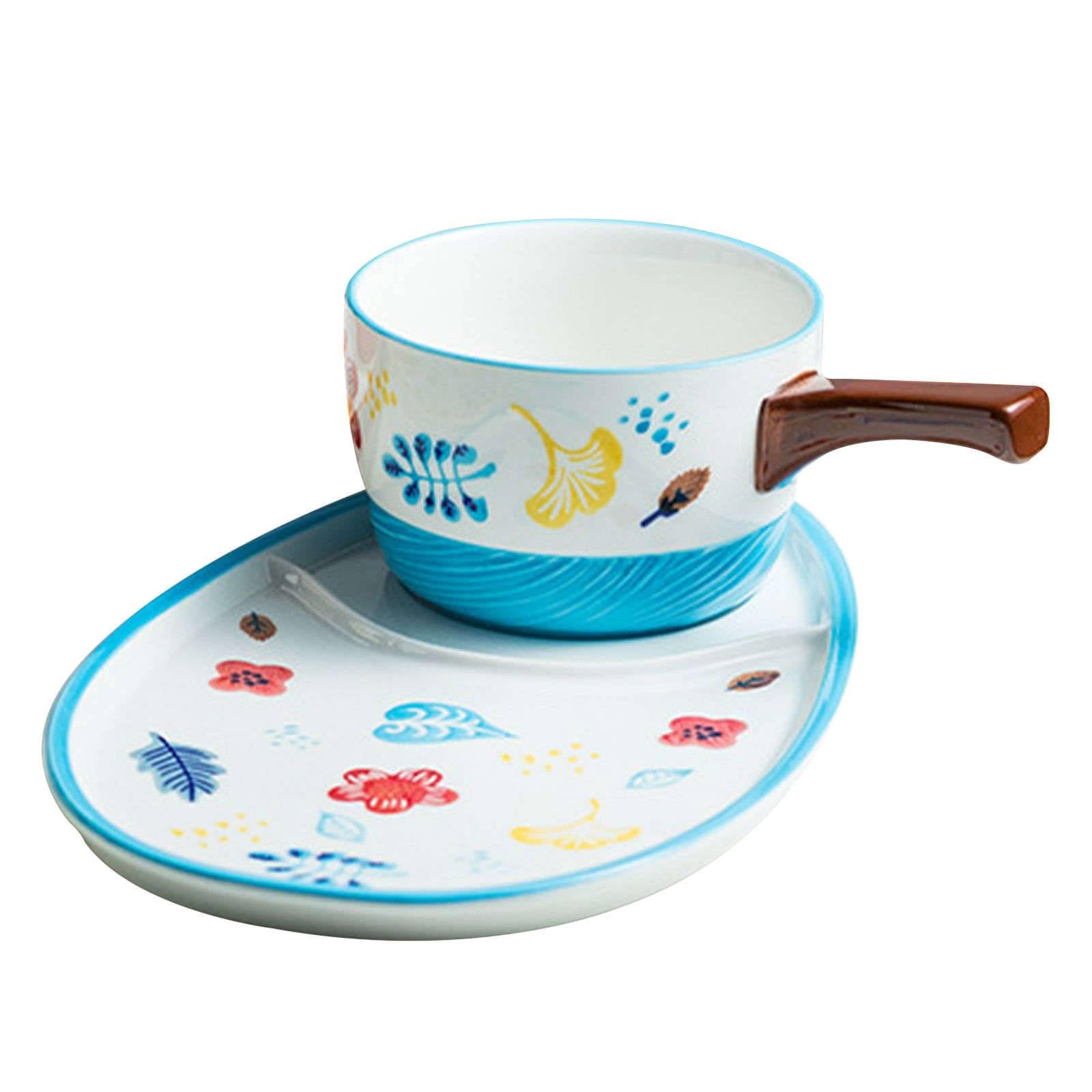 Ensemble d'assiettes for 1 personne avec bol à nouilles et soupe bleu