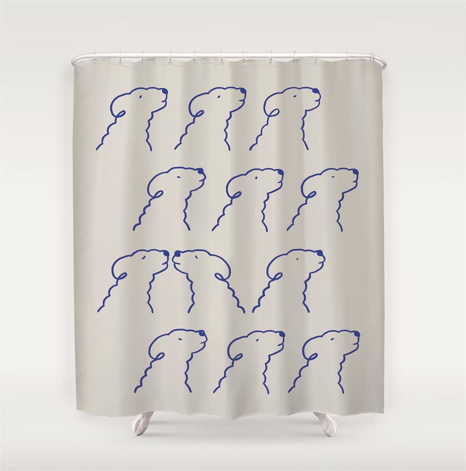 Cane Tenda Doccia W300cm x L180cm Tenda per Doccia Antimuffa, Tenda da Esterno Impermeabile Tessuto, 3D Tenda con Ganci per Dormitorio Famiglia Appartamento Hotel Doccia ​Bagno Decor