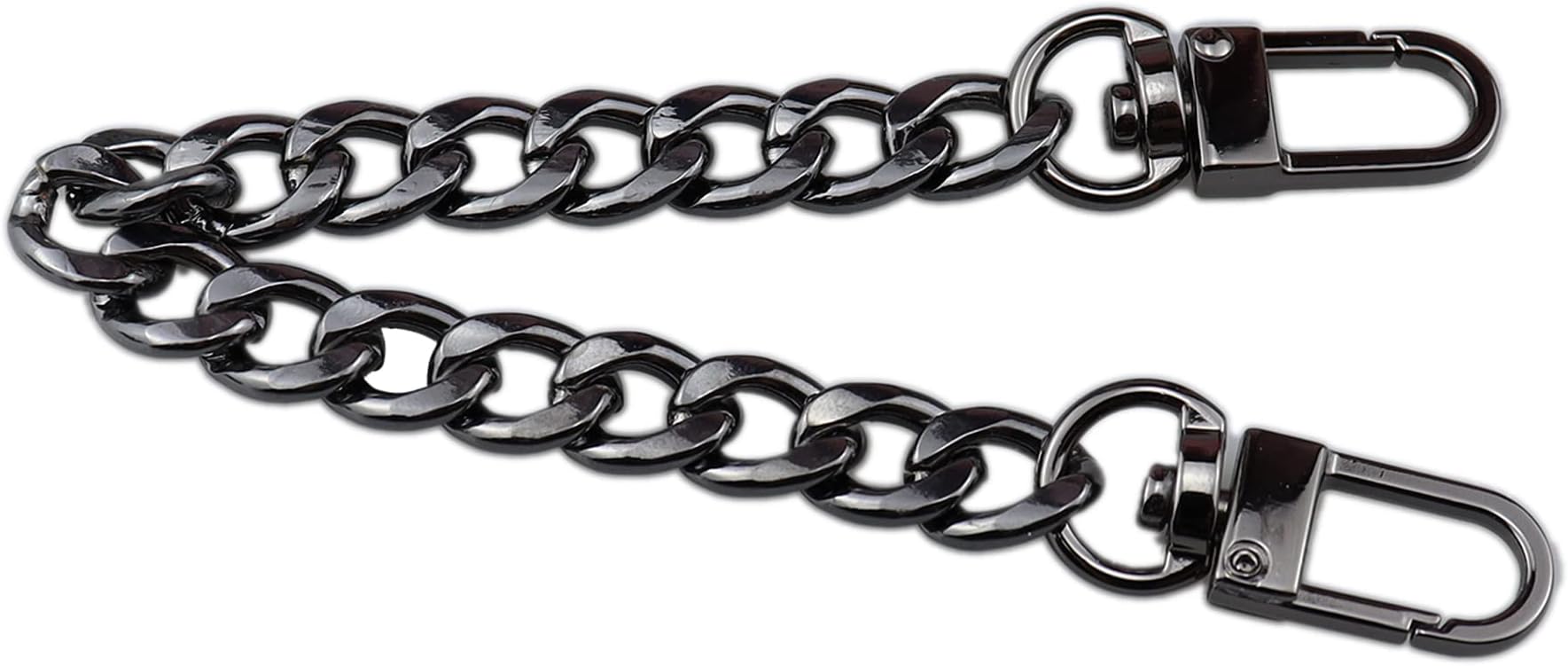 HEEHEEHEEHEE 7.9"(20cm) Purse Chain Strap Extender Accessories Upscale Color Tone Wearing Comfortable Iron Flat Chains Replacement Straps with Buckles Black 1 PCS for Shoulder Cross Body Handbag