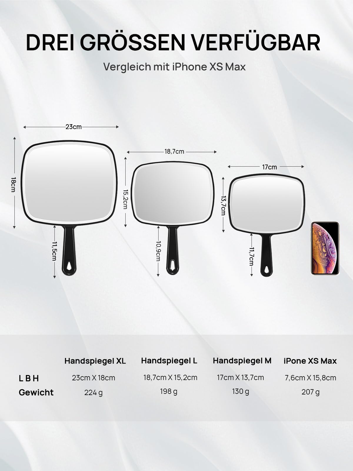 OMIRO Hand Mirror, Large Black Handheld Mirror with Handle,Square,L, L (Pack of 1) - Image 3
