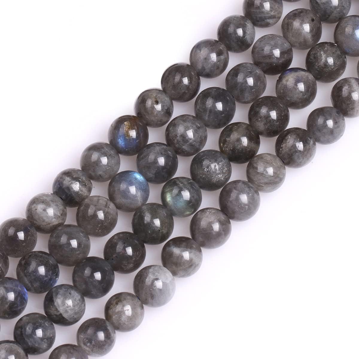 GEM-Inside Natural 8mm AA Grade Blue Rainbow Labradorite Gemstone Loose Beads Round Crystal Energy Stone Power for Jewelry Making 15'' Aa Opaque Labradorite 8mm