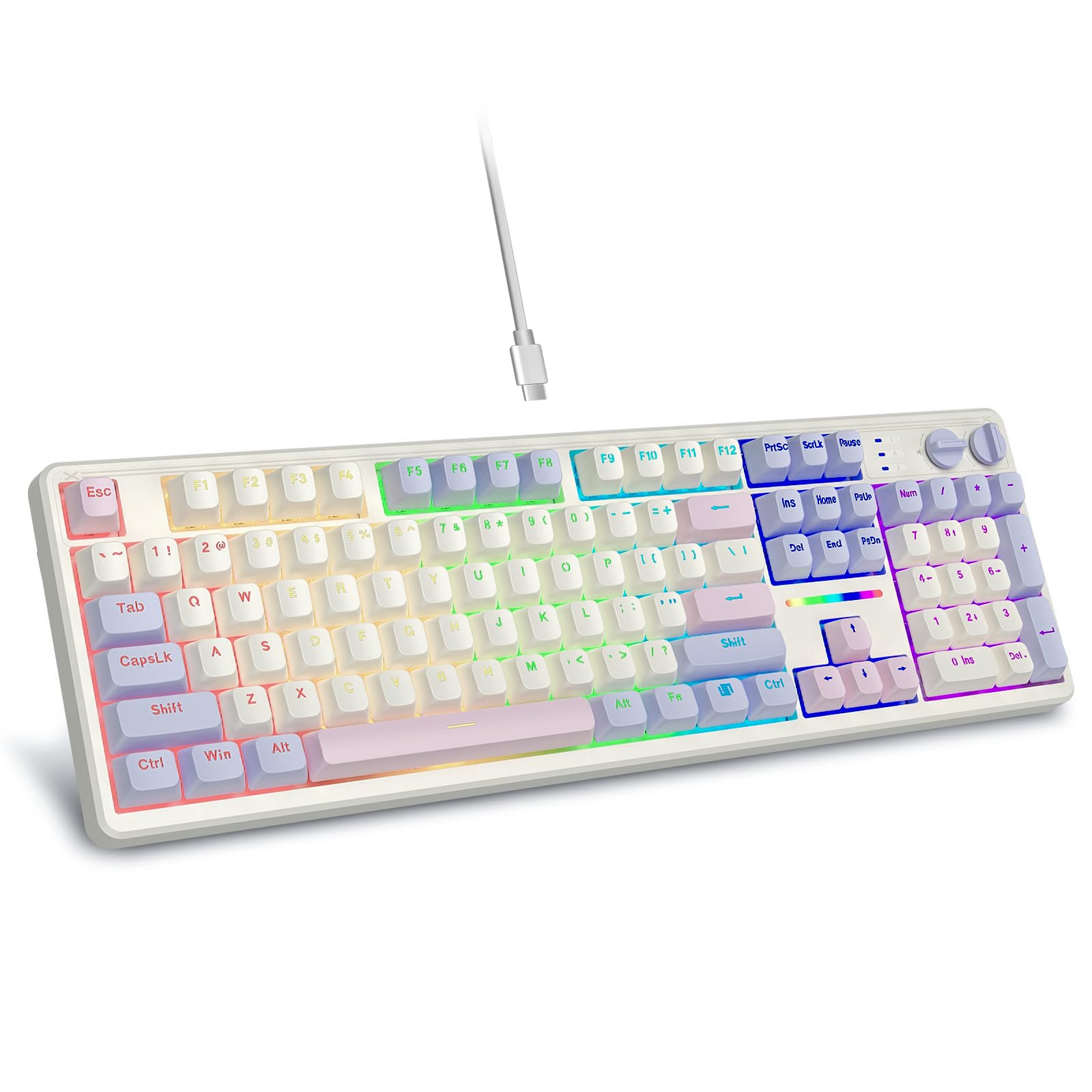 Photo 1 of E-YOOSO Creamy Mechanical Gaming Keyboard Wired, Full Size, White Pink