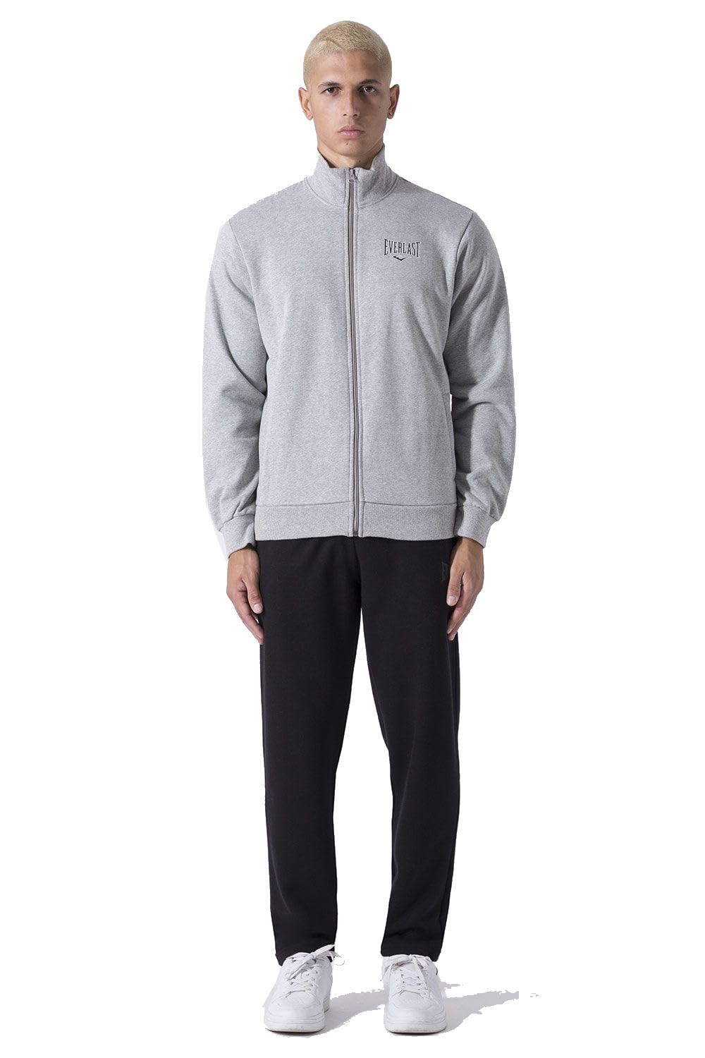 Everlast Tuta da Ginnastica Uomo Completo Sportivo, Grigio/Nero, L | Cotone Felpato, Set per Sport e Tempo Libero, Per Palestra
