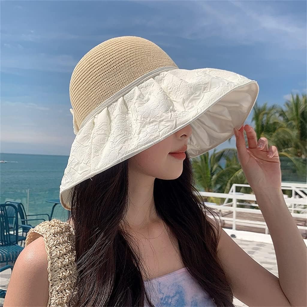 QDLZLG Summer Women's Large Sunshade Fisherman Hat Outdoor Sunscreen Knitting Basin Hat (Color : E, Size : 56-58cm) : Clothing, Shoes & Jewelry