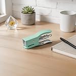 Compact Mini Plier Stapler with 750 Staples (Mini 3/16 Inch), Portable Handheld Ergonomic All-Metal Squeeze Binding Tool Desktop Paper Fastener for Office School Home Business Travel Receipts - Green