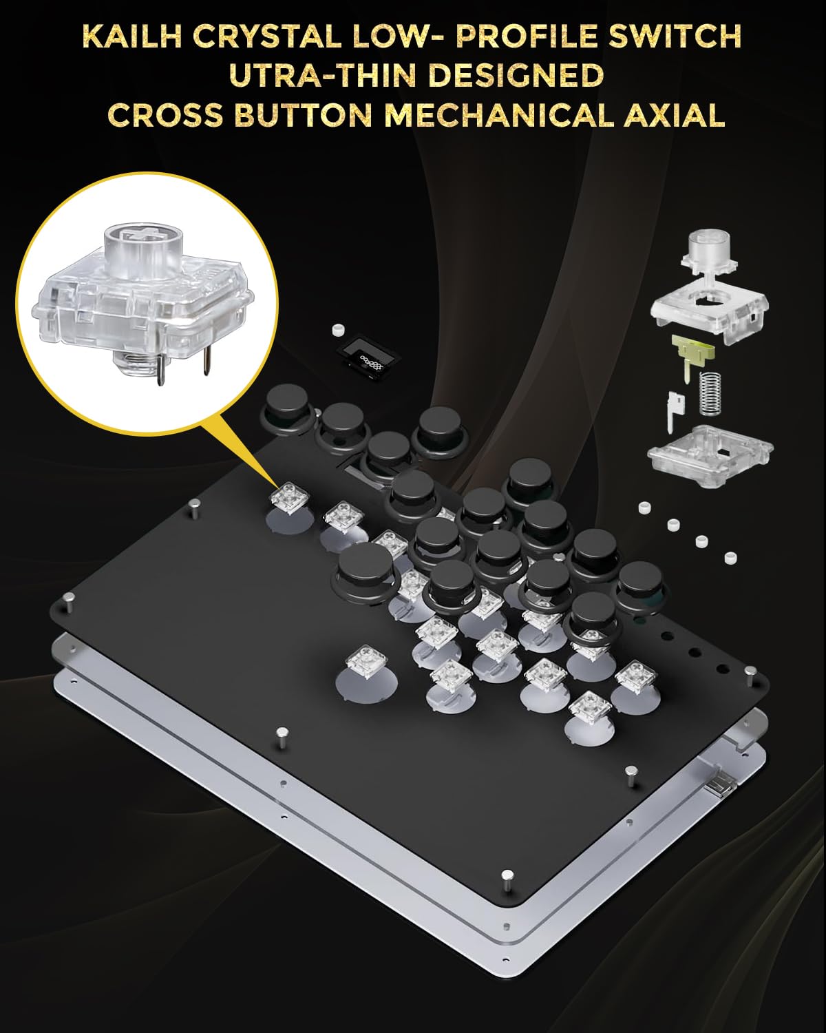 Haute42 Arcade Stick R16, All-Button Arcade Controller for Switch/PC/PS4/PS3 /Steam Deck, Slim Arcade Fight Stick Game Keyboard with Turbo & Custom RGB, Supports Hot-Swap & SOCD (R16black)