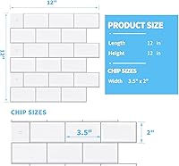 Vista 6 de Art3d Protector contra salpicaduras de 10 hojas, 12 pulgadas. x 12 pulgadas. Paneles de pared 3D Subway, blanco mono con lechada gris