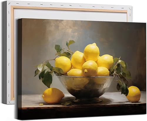Miniatura 8 de Arte de pared vintage de limón francés, naturaleza muerta, lienzo con estampado de frutas amarillas, ilustraciones para pared, antiguo, 16 x 24