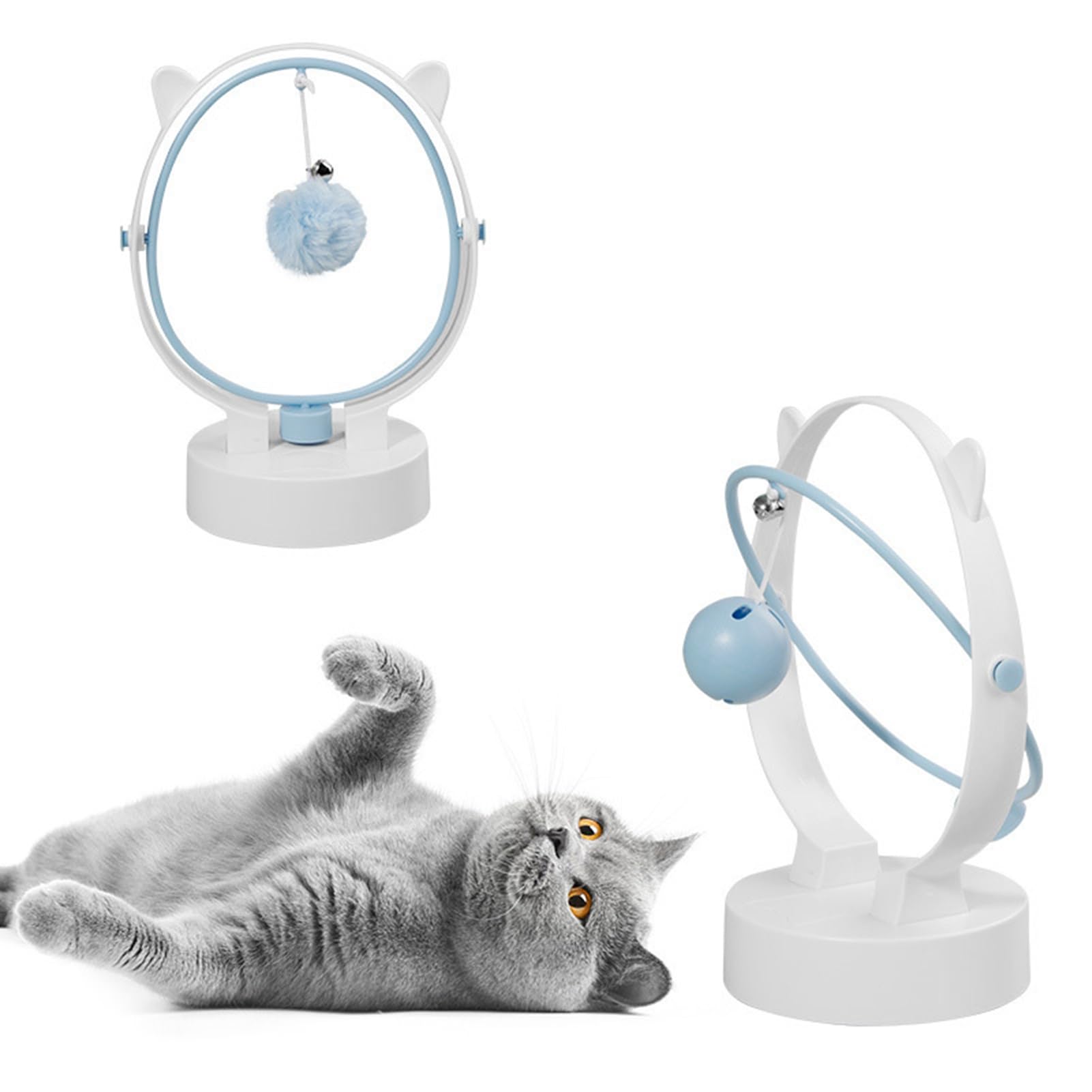 Interaktives Ball-Katzenspielzeug mit Glocke, Perpetual Motion, schwingender Leckerli-Spender, Katzenspielzeug für Hauskatzen, Kätzchen, Kunststoff, 8,46 x 4,53 x 6,50 Zoll