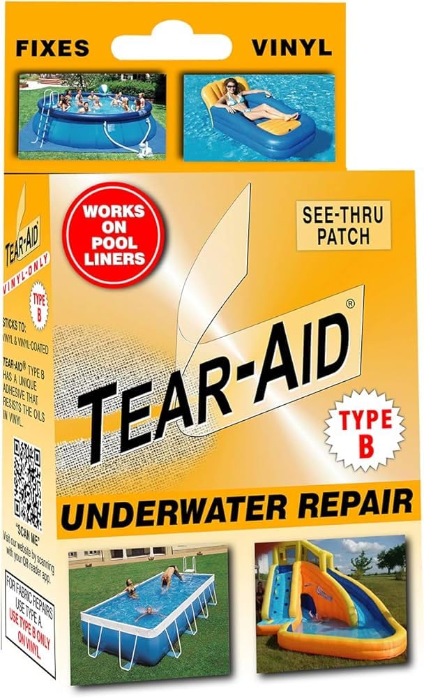 Tear-Aid Underwater Repair Patch Kit 3" X 12" 7/8" X 7/8" 1-3/8" X 1-3/8" Type B Yellow-image-5